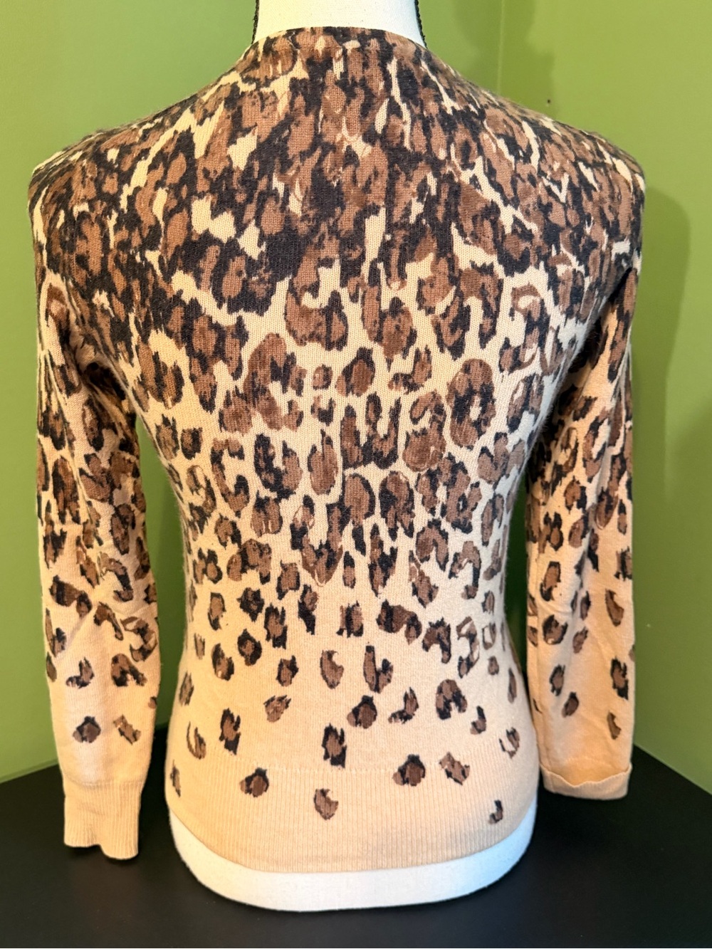 Lord & Taylor Cashmere Leopard-Print Sweater in Beige & Brown - Picture 6 of 6